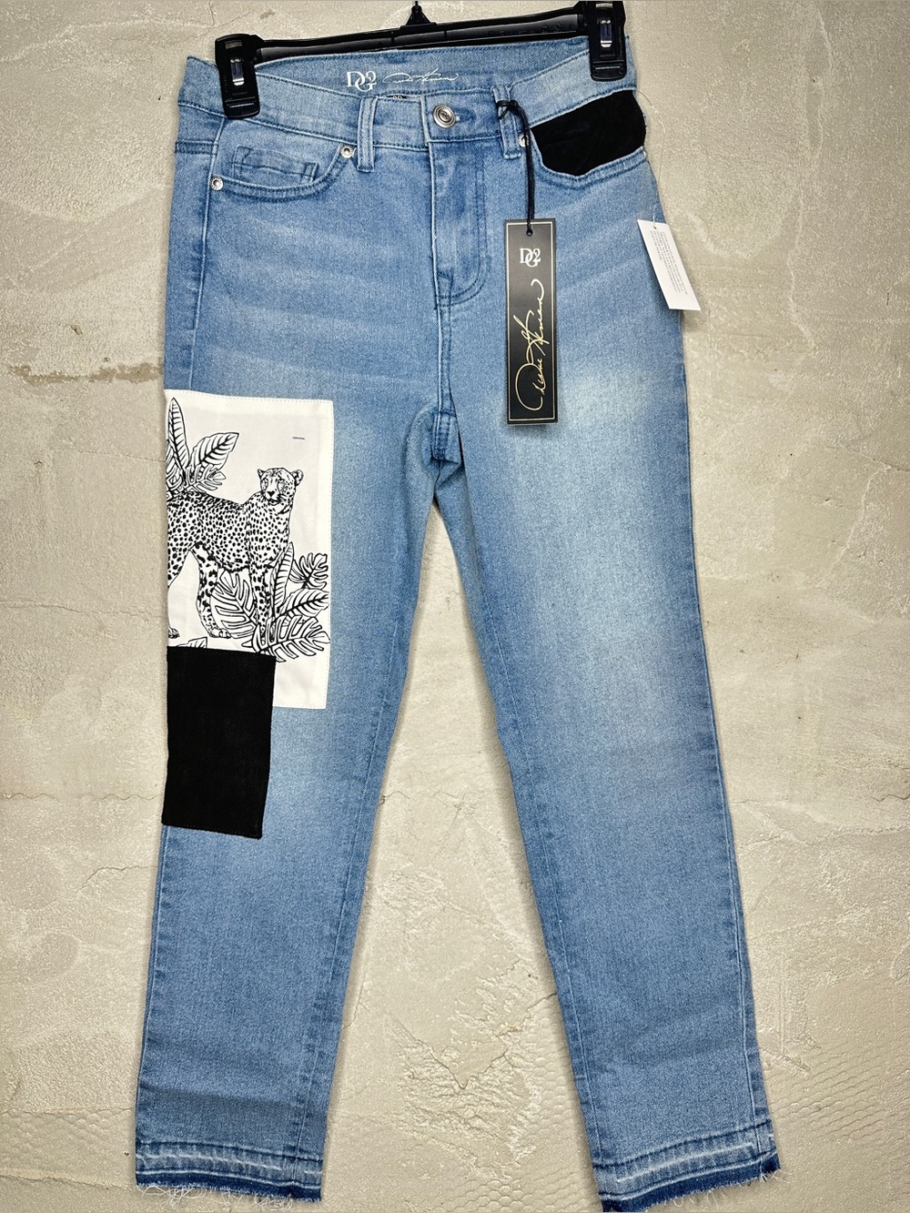 🐆 DG2 Diane Gilman Patchwork Jeans 0P Petite NWT